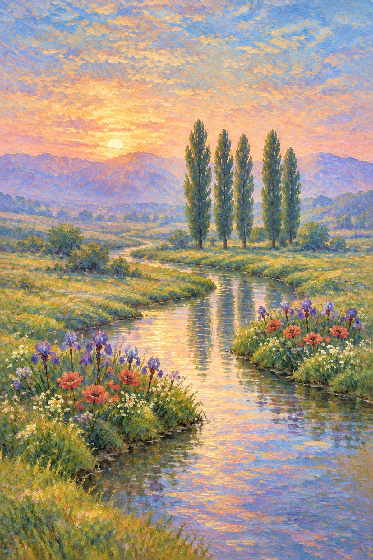 Gouden Oever – Impressionistische Landschap Poster